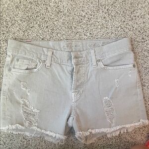 7 For All Mankind Distressed Gray Jean Shorts
